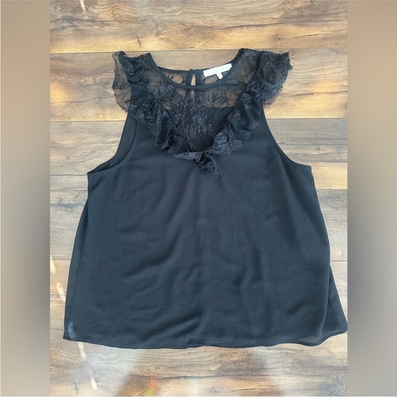 Wayf Tops - WAYF Black Lace Trim Sleeveless Blouse – Size Large